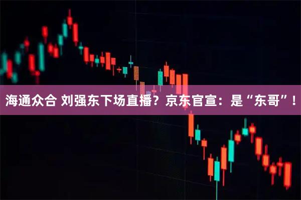 海通众合 刘强东下场直播？京东官宣：是“东哥”！